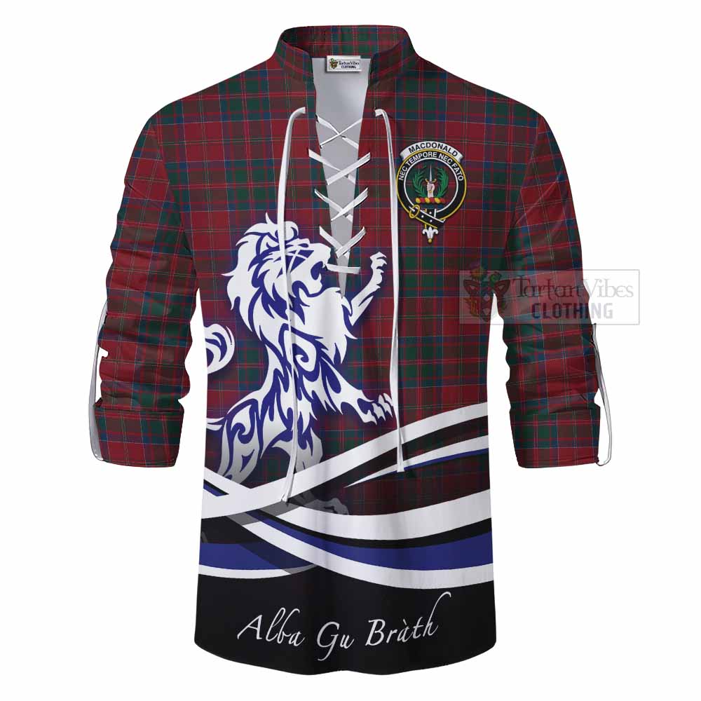 Tartan Vibes Clothing MacDonald (McDonald) of Glencoe Tartan Ghillie Kilt Shirt with Alba Gu Brath Regal Lion Emblem