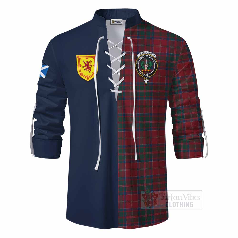 MacDonald (McDonald) of Glencoe Tartan Ghillie Kilt Shirt Alba with Scottish Lion Royal Arm Half Style