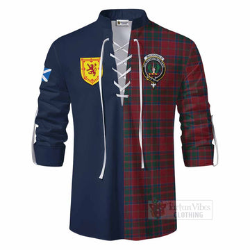 MacDonald (McDonald) of Glencoe Tartan Ghillie Kilt Shirt Alba with Scottish Lion Royal Arm Half Style