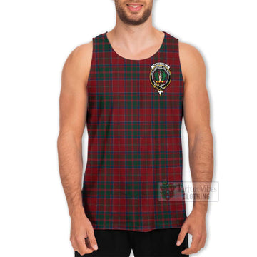 MacDonald (McDonald) of Glencoe Tartan Men's Tank Top with Family Crest and Bearded Skull Holding Bottles of Whiskey