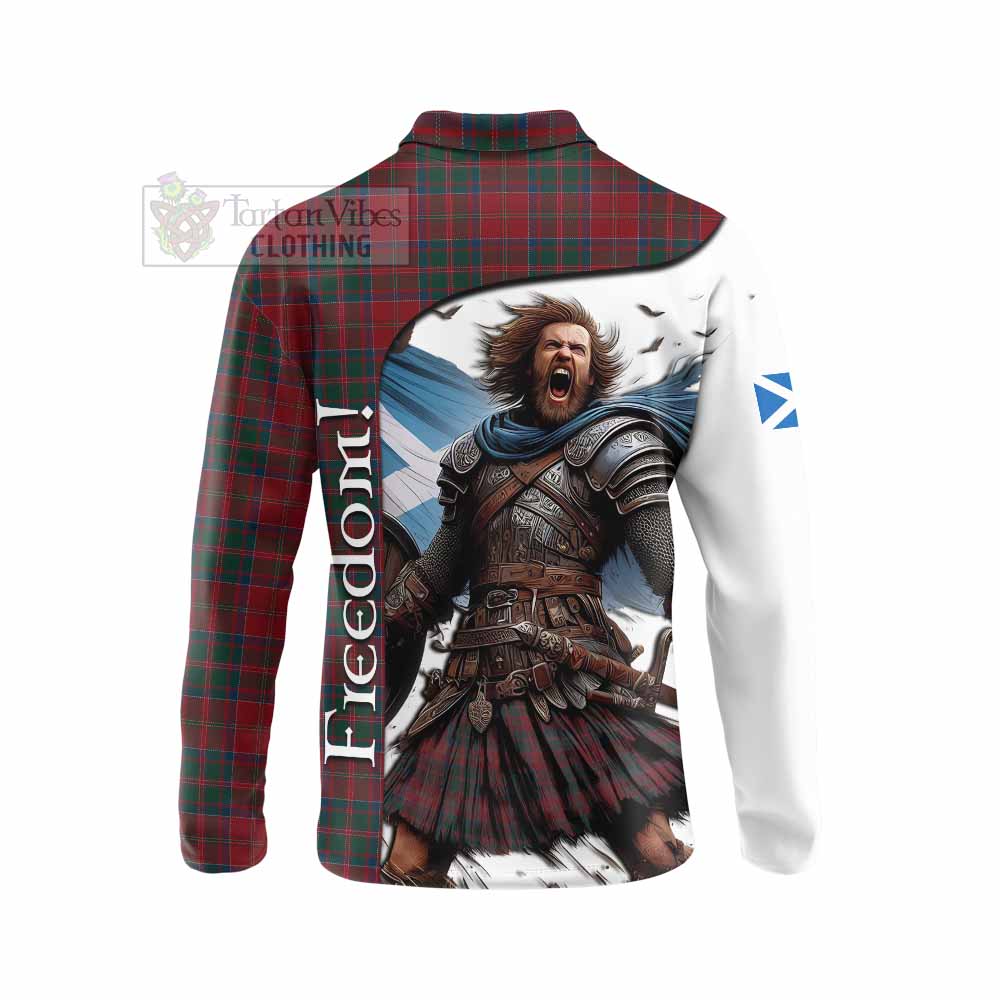 Tartan Vibes Clothing MacDonald (McDonald) of Glencoe Crest Tartan Long Sleeve Polo Shirt Inspired by the Freedom of Scottish Warrior