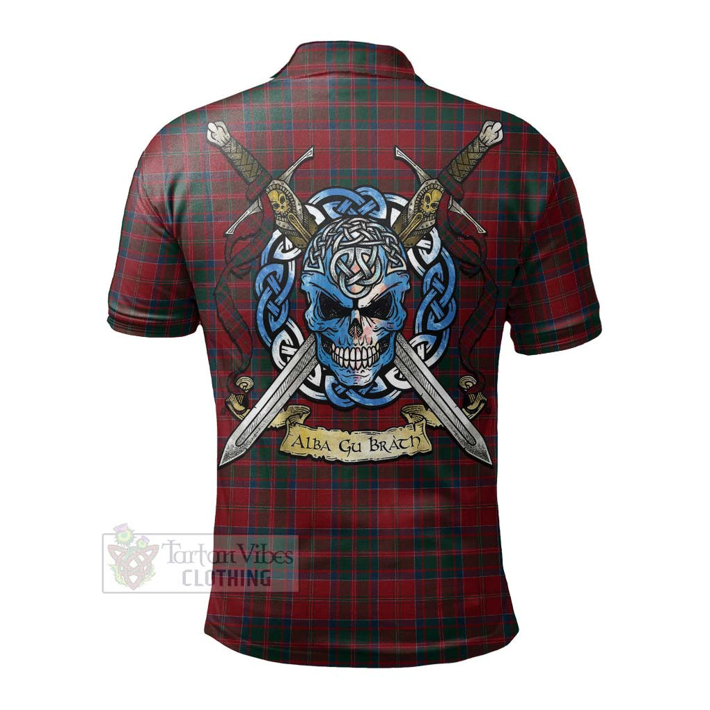 Tartan Vibes Clothing MacDonald (McDonald) of Glencoe Tartan Polo Shirt with Family Crest Celtic Skull Style