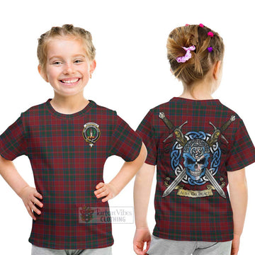 MacDonald (McDonald) of Glencoe Tartan Kid T-Shirt with Family Crest Celtic Skull Style