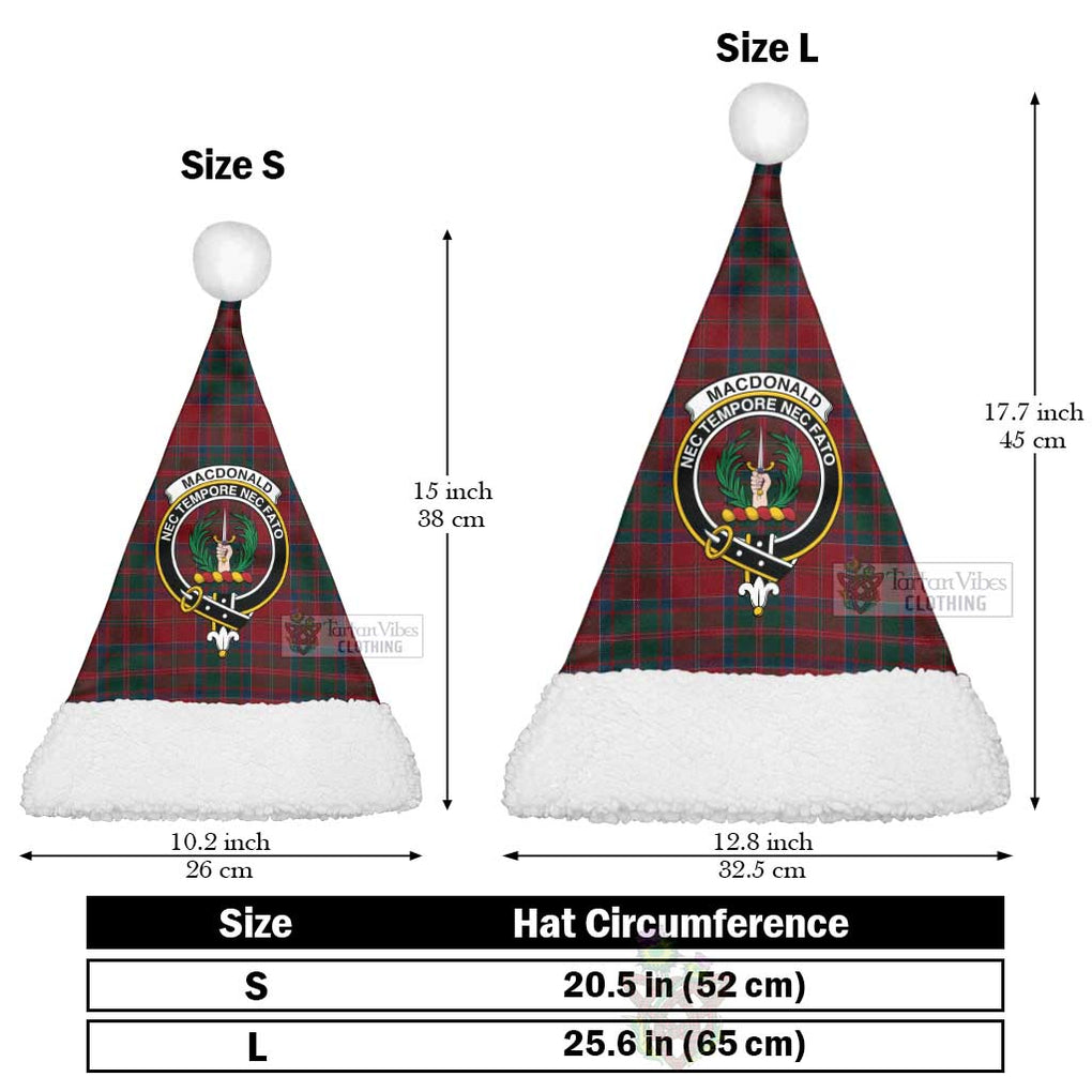 Tartan Vibes Clothing MacDonald (McDonald) of Glencoe Tartan Christmas Santa Hats with Family Crest