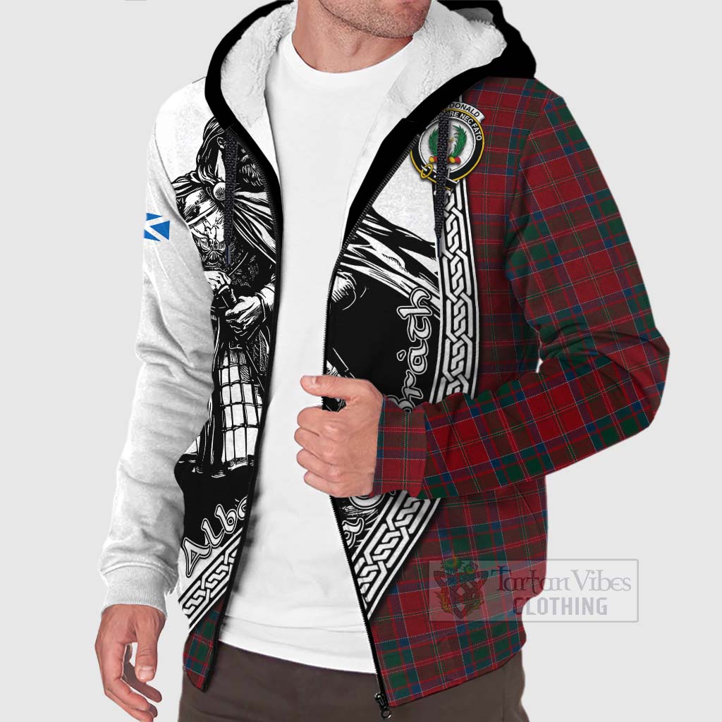 Tartan Vibes Clothing MacDonald (McDonald) of Glencoe Tartan Clan Crest Sherpa Hoodie with Highlander Warrior Celtic Style