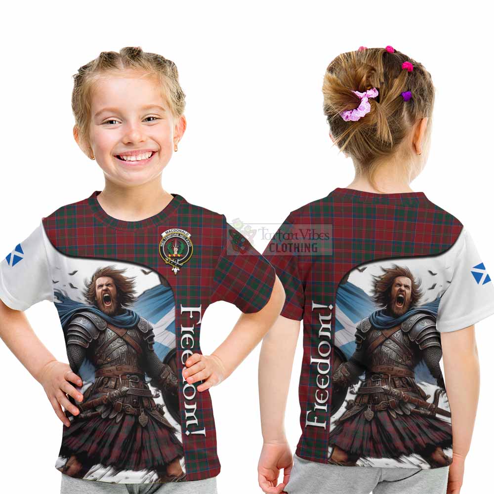 Tartan Vibes Clothing MacDonald (McDonald) of Glencoe Crest Tartan Kid T-Shirt Inspired by the Freedom of Scottish Warrior