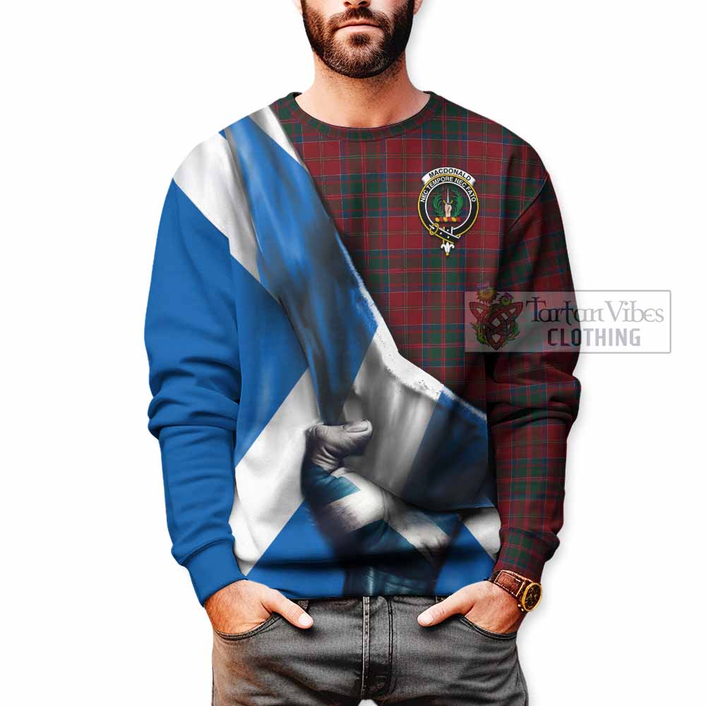 Tartan Vibes Clothing MacDonald (McDonald) of Glencoe Tartan Sweatshirt with Family Crest Scotland Patriotic Style