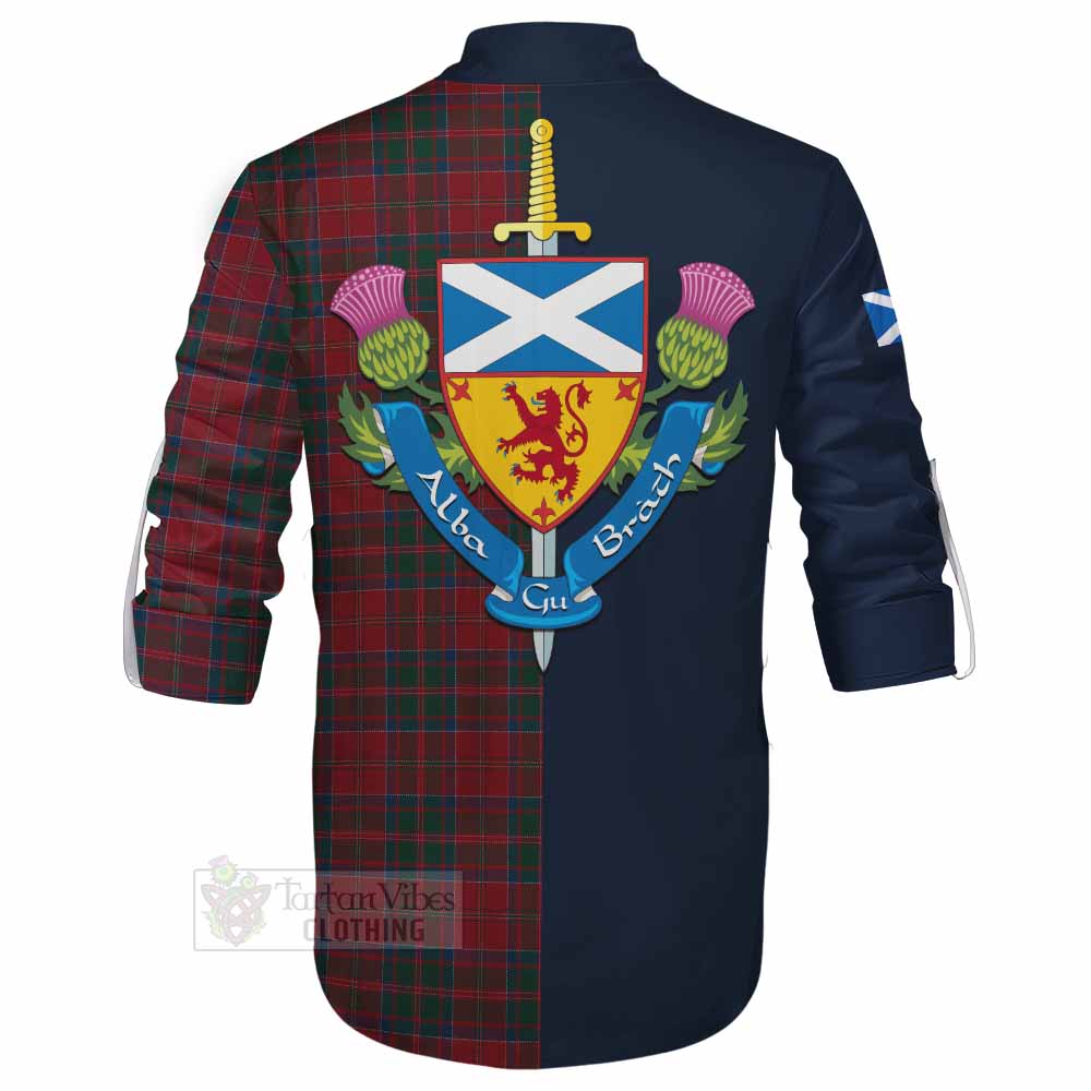 MacDonald (McDonald) of Glencoe Tartan Ghillie Kilt Shirt Alba with Scottish Lion Royal Arm Half Style