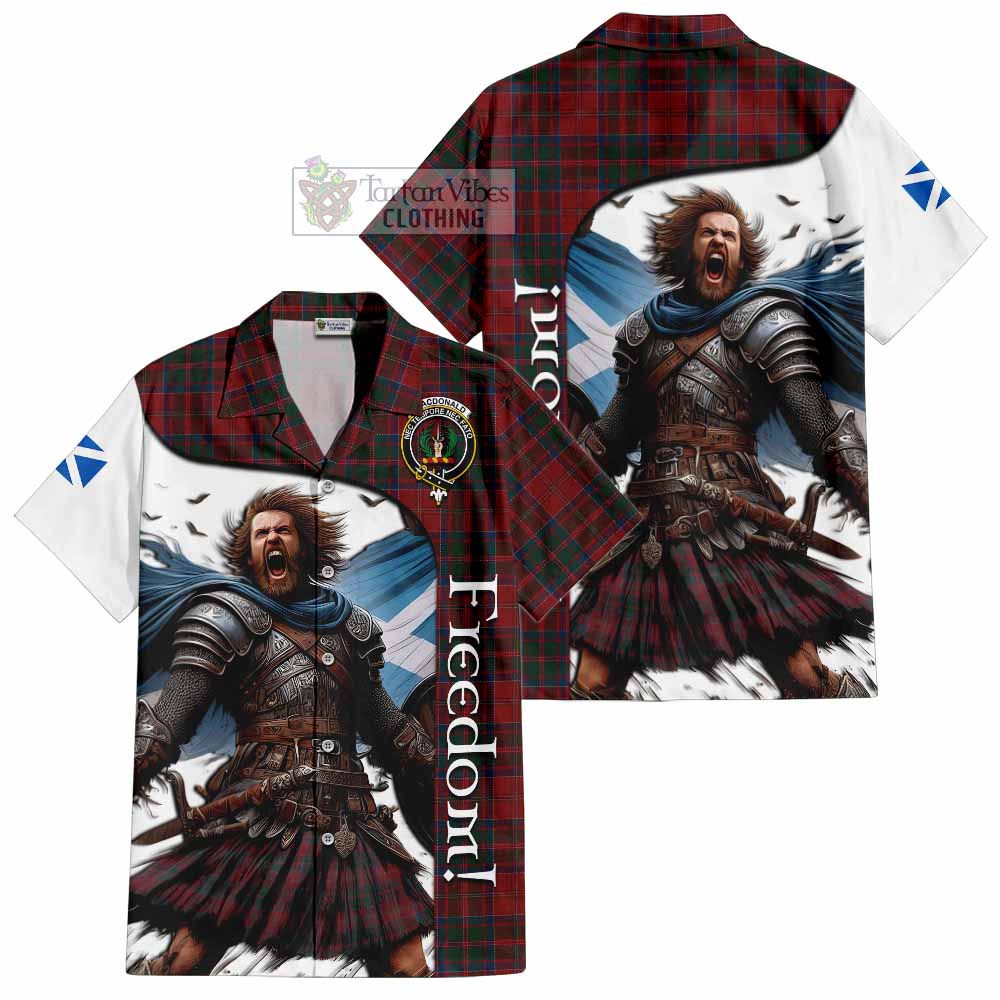 Tartan Vibes Clothing MacDonald (McDonald) of Glencoe Crest Tartan Short Sleeve Button Shirt Inspired by the Freedom of Scottish Warrior