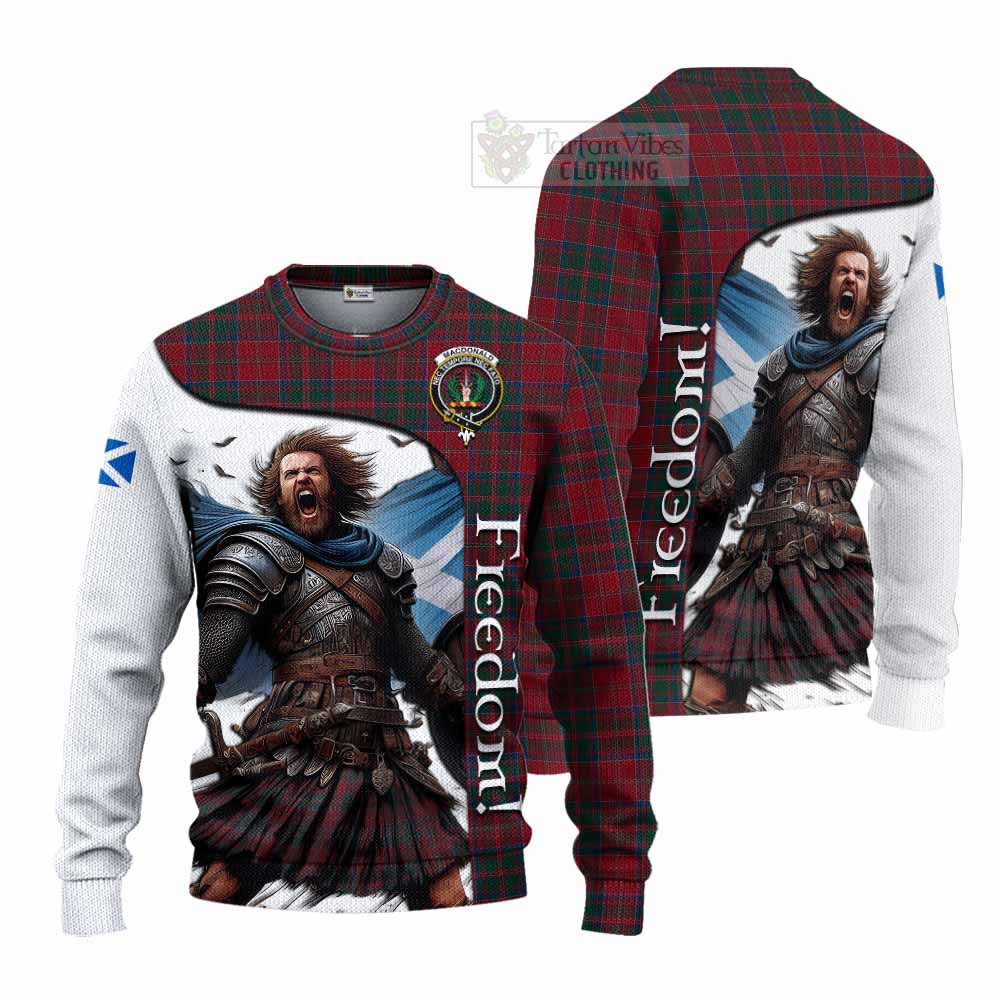 Tartan Vibes Clothing MacDonald (McDonald) of Glencoe Crest Tartan Knitted Sweater Inspired by the Freedom of Scottish Warrior