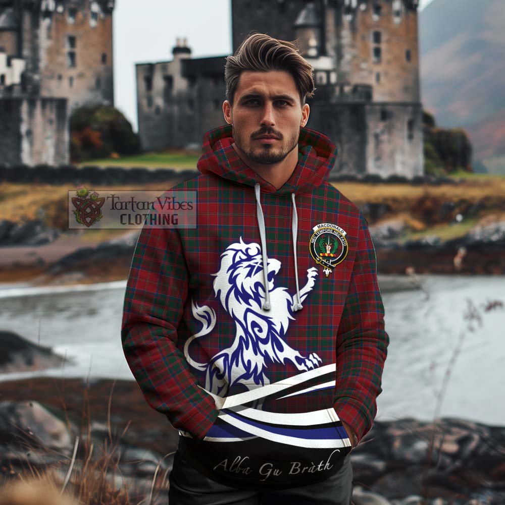 Tartan Vibes Clothing MacDonald (McDonald) of Glencoe Tartan Cotton Hoodie with Alba Gu Brath Regal Lion Emblem