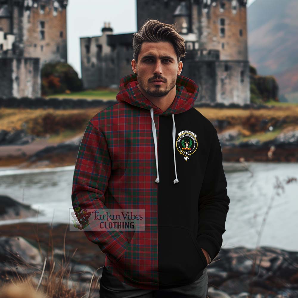 Tartan Vibes Clothing MacDonald (McDonald) of Glencoe Tartan Cotton Hoodie with Family Crest and Half Of Me Style