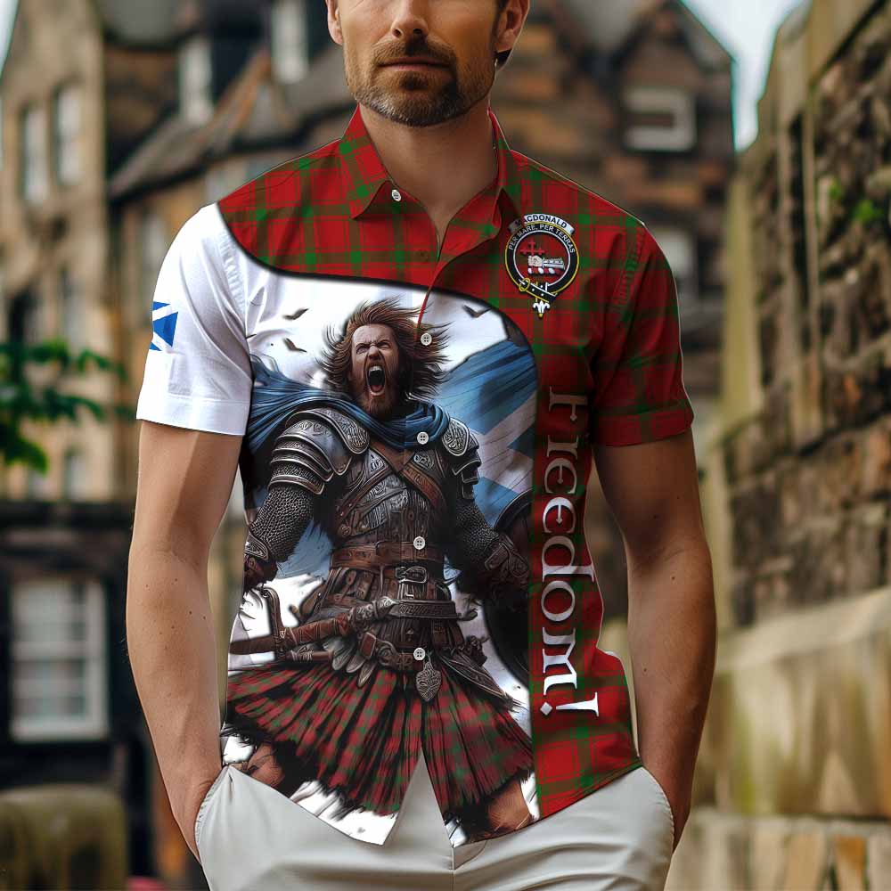 Tartan Vibes Clothing MacDonald (McDonald) of Sleat Crest Tartan Short Sleeve Button Shirt Inspired by the Freedom of Scottish Warrior