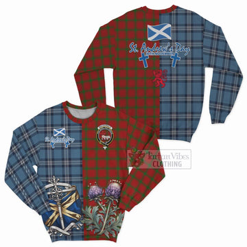 MacDonald (McDonald) of Sleat Tartan Sweatshirt Happy St. Andrew's Day Half Tartan Style