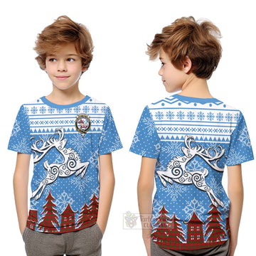 MacDonald (McDonald) of Sleat Clan Christmas Kid T-Shirt Celtic Reindeer Style