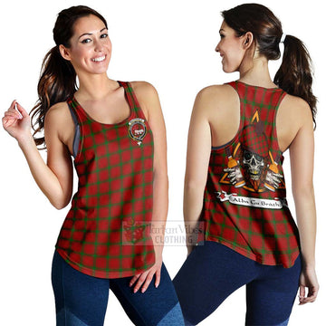 MacDonald (McDonald) of Sleat Tartan Women's Racerback Tanks with Family Crest and Bearded Skull Holding Bottles of Whiskey