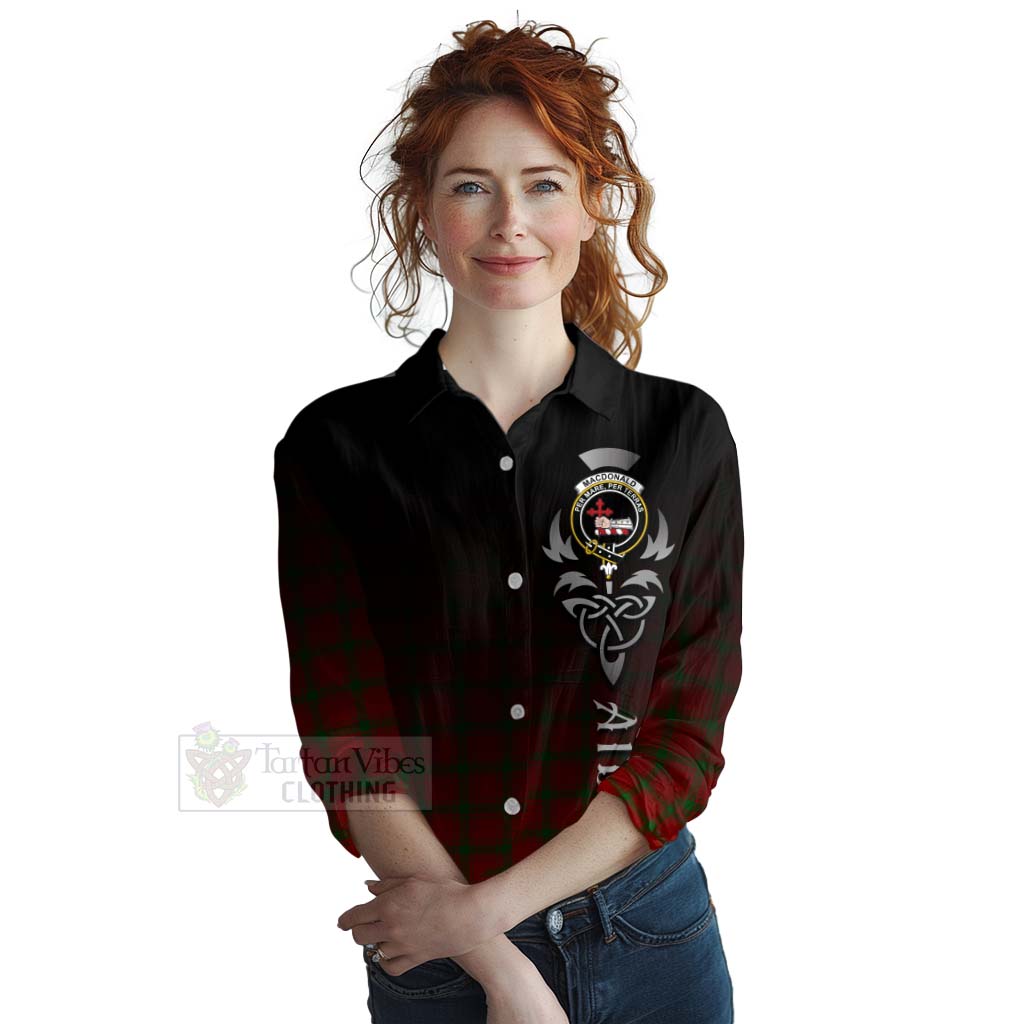 Tartan Vibes Clothing MacDonald (McDonald) of Sleat Tartan Women's Casual Shirt Featuring Alba Gu Brath Family Crest Celtic Inspired