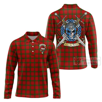 MacDonald (McDonald) of Sleat Tartan Long Sleeve Polo Shirt with Family Crest Celtic Skull Style