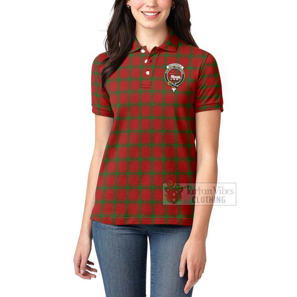 Tartan Vibes Clothing MacDonald (McDonald) of Sleat Tartan Women's Polo Shirt with Family Crest Celtic Skull Style