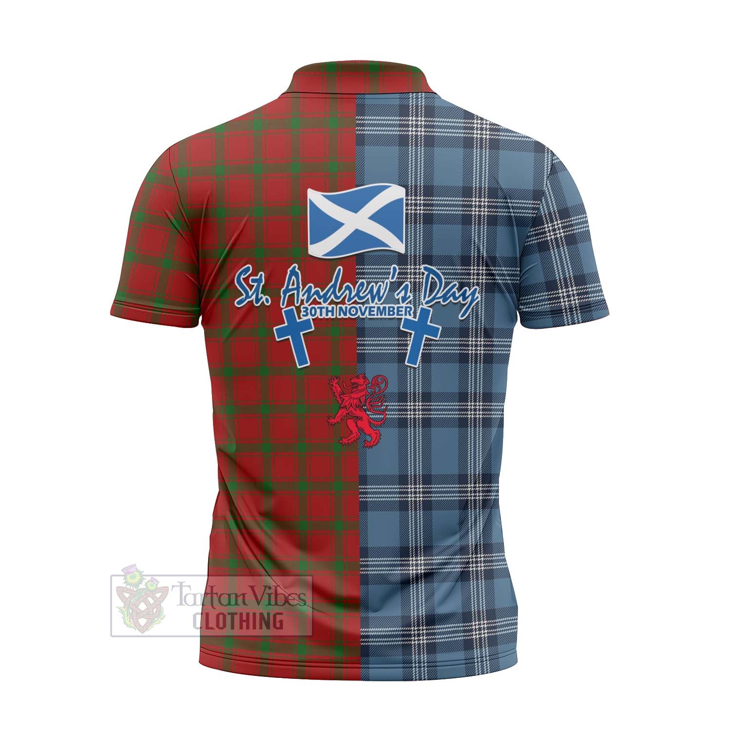 Tartan Vibes Clothing MacDonald (McDonald) of Sleat Tartan Zipper Polo Shirt Happy St. Andrew's Day Half Tartan Style