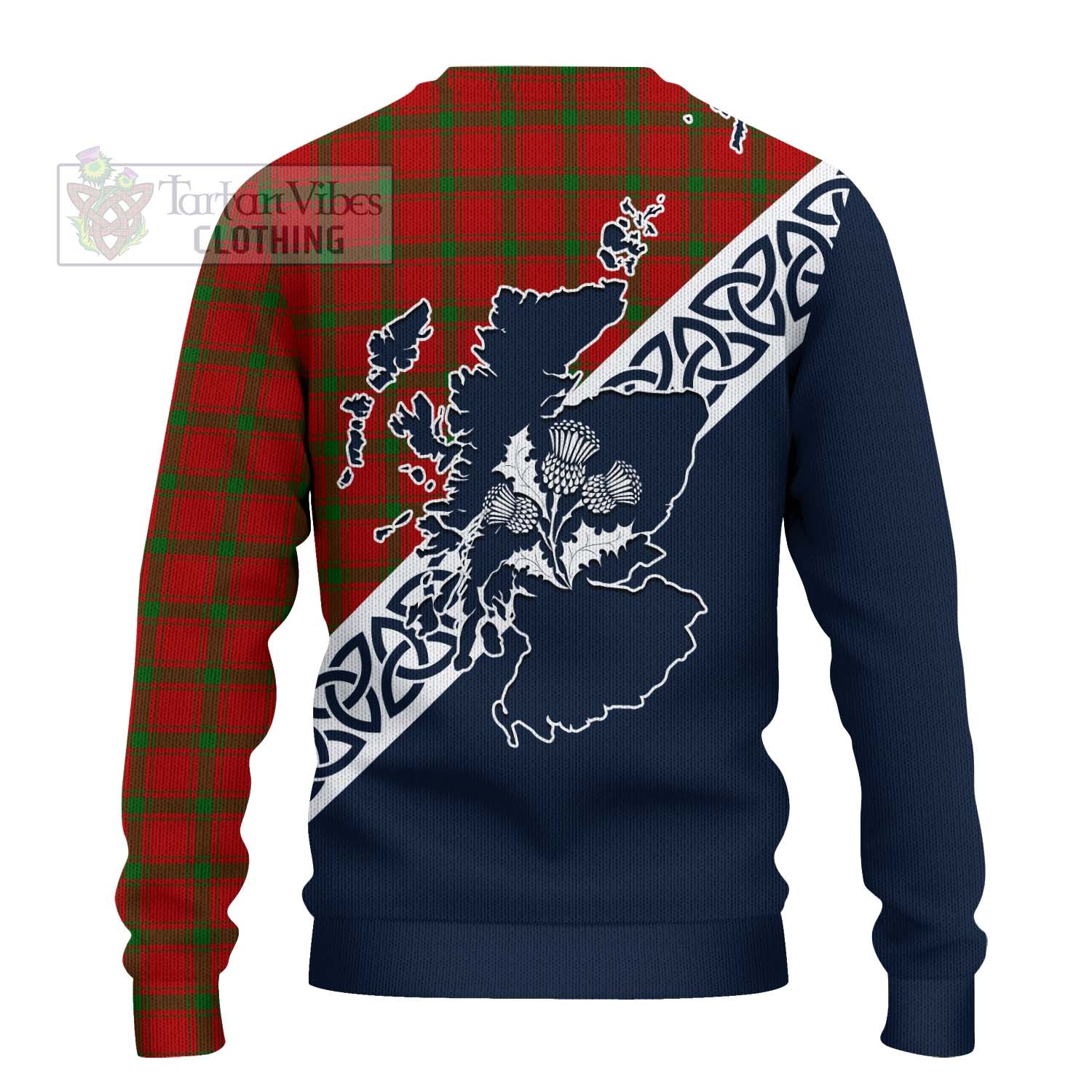 Tartan Vibes Clothing MacDonald (McDonald) of Sleat Tartan Knitted Sweater Featuring Thistle and Scotland Map