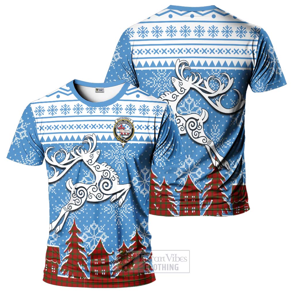 Tartan Vibes Clothing MacDonald (McDonald) of Sleat Clan Christmas T-Shirt Celtic Reindeer Style