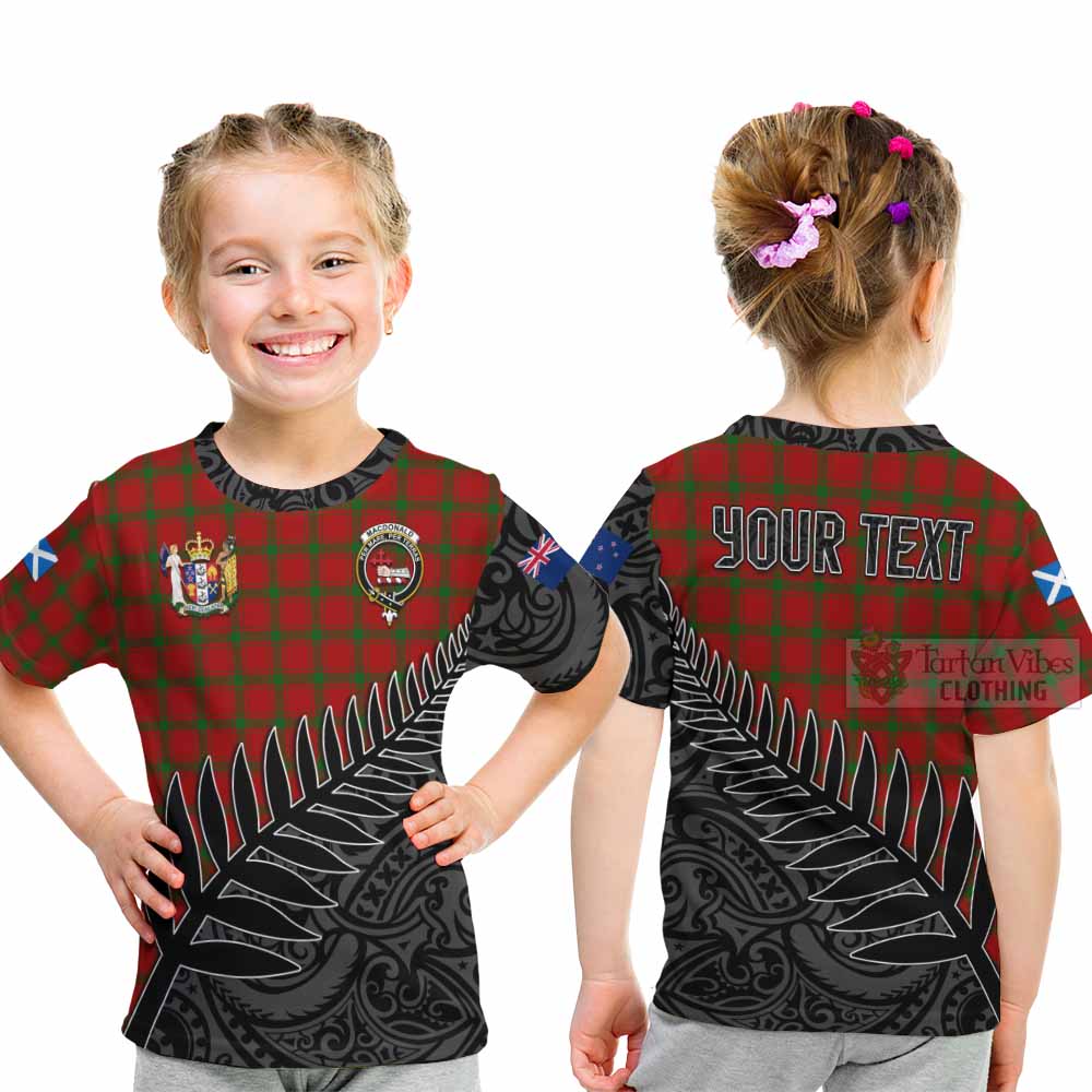 Tartan Vibes Clothing MacDonald (McDonald) of Sleat Crest Tartan Kid T-Shirt with New Zealand Silver Fern Half Style