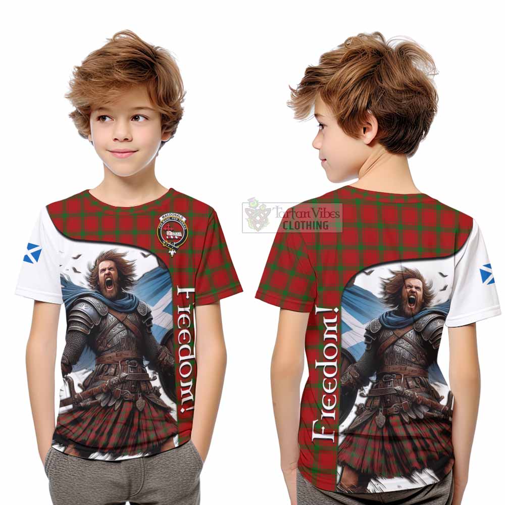 Tartan Vibes Clothing MacDonald (McDonald) of Sleat Crest Tartan Kid T-Shirt Inspired by the Freedom of Scottish Warrior