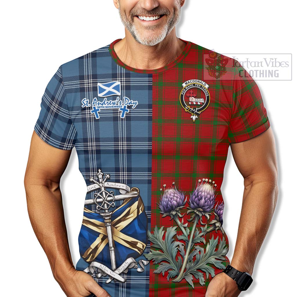 Tartan Vibes Clothing MacDonald (McDonald) of Sleat Tartan T-Shirt Happy St. Andrew's Day Half Tartan Style