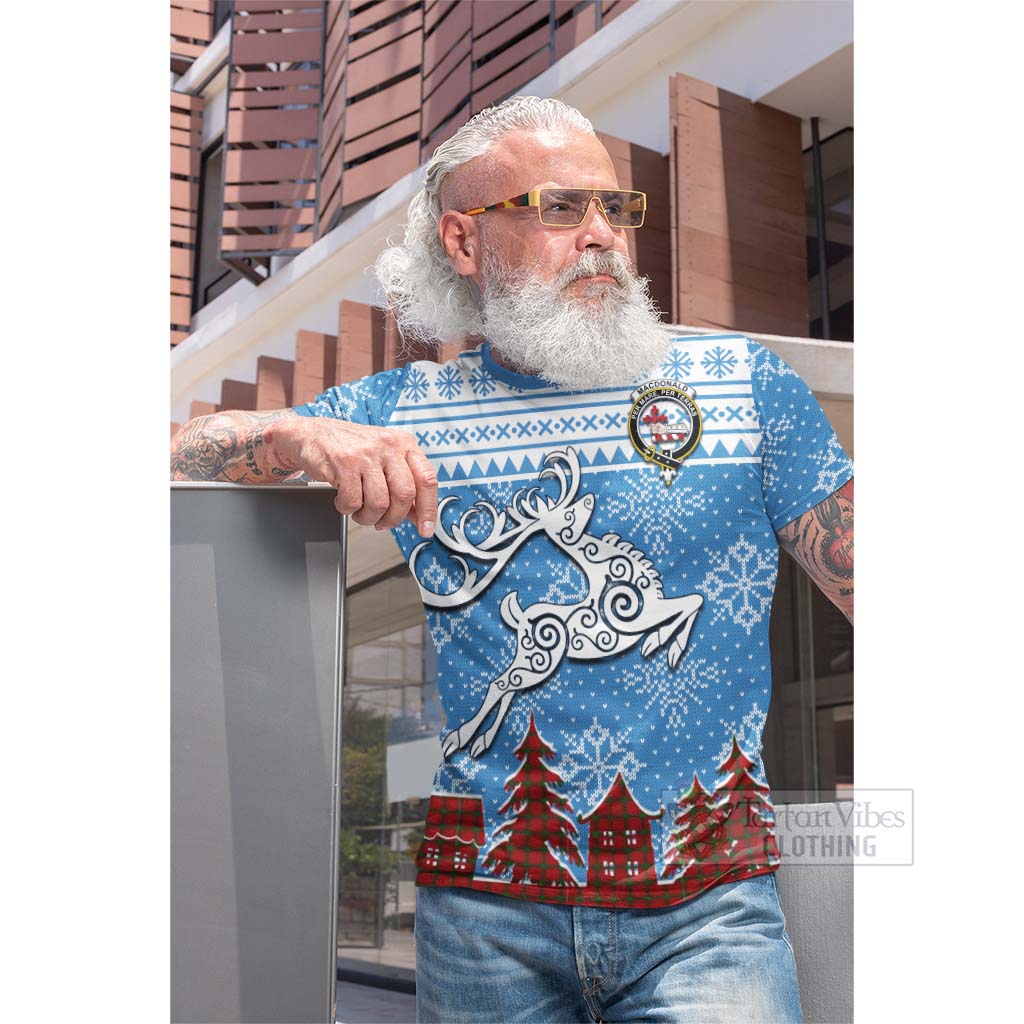 Tartan Vibes Clothing MacDonald (McDonald) of Sleat Clan Christmas Cotton T-shirt Celtic Reindeer Style