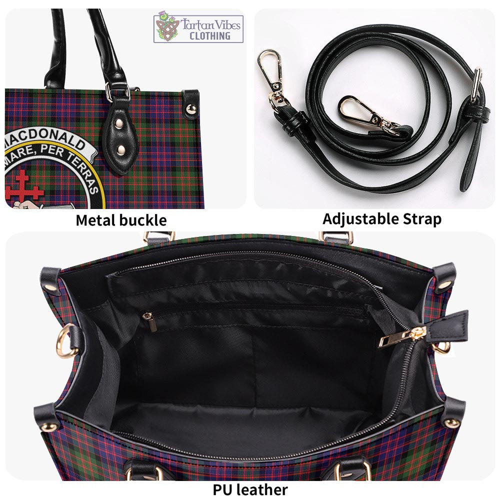 Tartan Vibes Clothing MacDonald Modern Tartan Luxury Leather Handbags with Family Crest