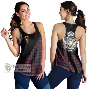 MacDonald Modern Tartan Women's Racerback Tanks with Family Crest and Military Logo Style