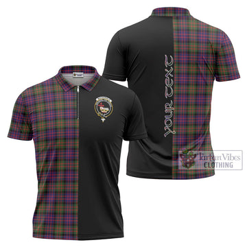 MacDonald Modern Tartan Zipper Polo Shirt with Family Crest and Half Of Me Style