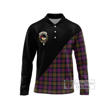 MacDonald Modern Tartan Long Sleeve Polo Shirt with Family Crest and Military Logo Style