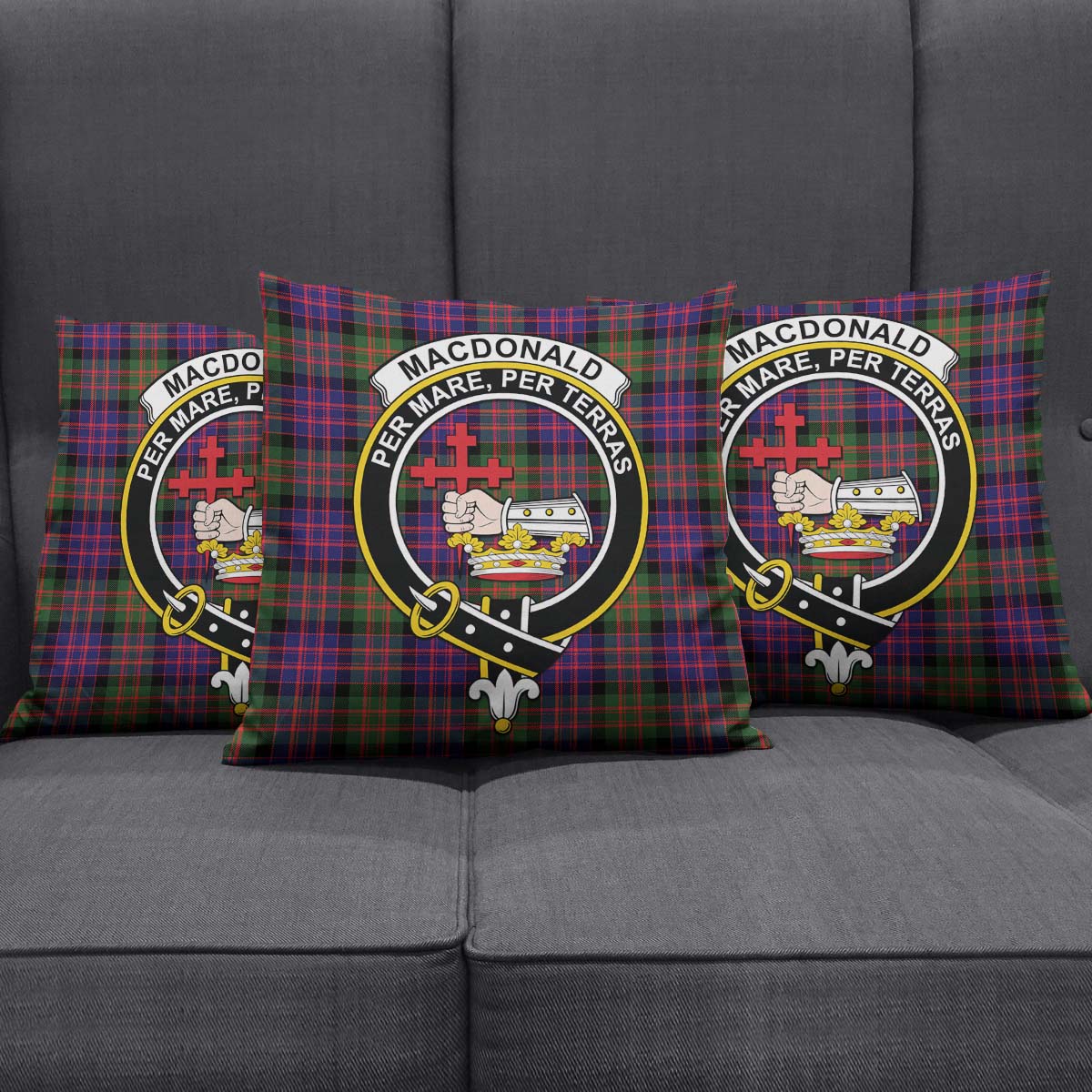 MacDonald Modern Tartan Pillow Cover with Family Crest Square Pillow Cover - Tartanvibesclothing