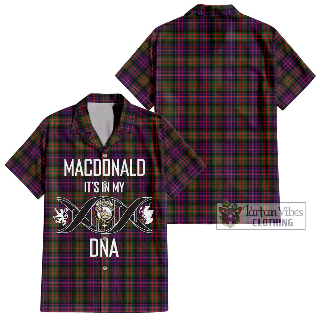 MacDonald Modern Tartan Short Sleeve Button Shirt with Family Crest DNA In Me Style Kid - Tartanvibesclothing Shop