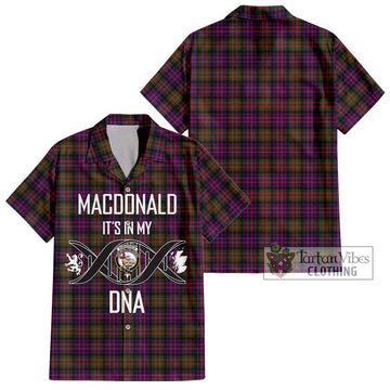 MacDonald Modern Tartan Short Sleeve Button Shirt with Family Crest DNA In Me Style