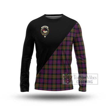 MacDonald Modern Tartan Long Sleeve T-Shirt with Family Crest and Military Logo Style