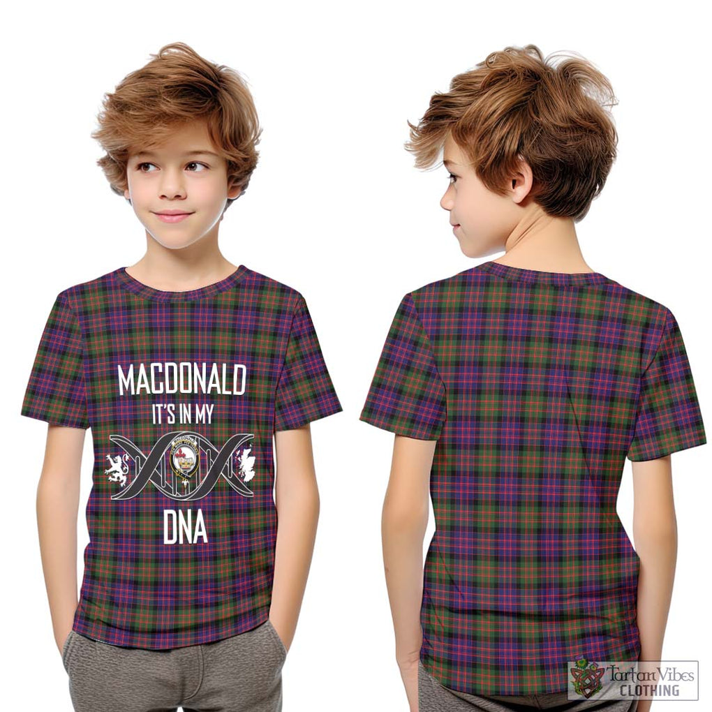 MacDonald Modern Tartan Kid T-Shirt with Family Crest DNA In Me Style Youth XL Size14 - Tartanvibesclothing Shop