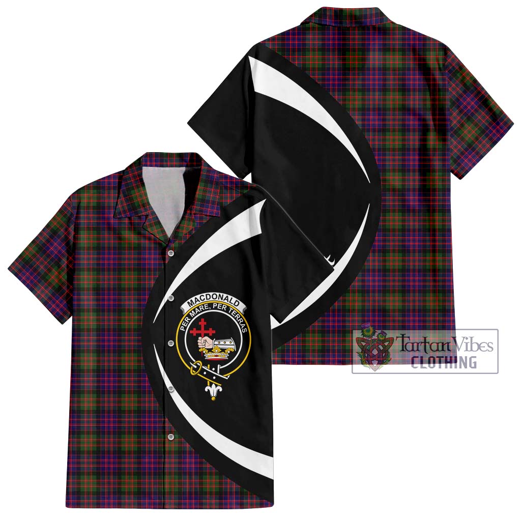 MacDonald Modern Tartan Short Sleeve Button Up with Family Crest Circle Style Kid - Tartan Vibes Clothing