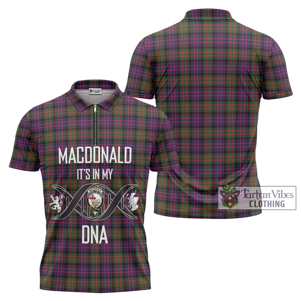 MacDonald Modern Tartan Zipper Polo Shirt with Family Crest DNA In Me Style Unisex - Tartanvibesclothing Shop