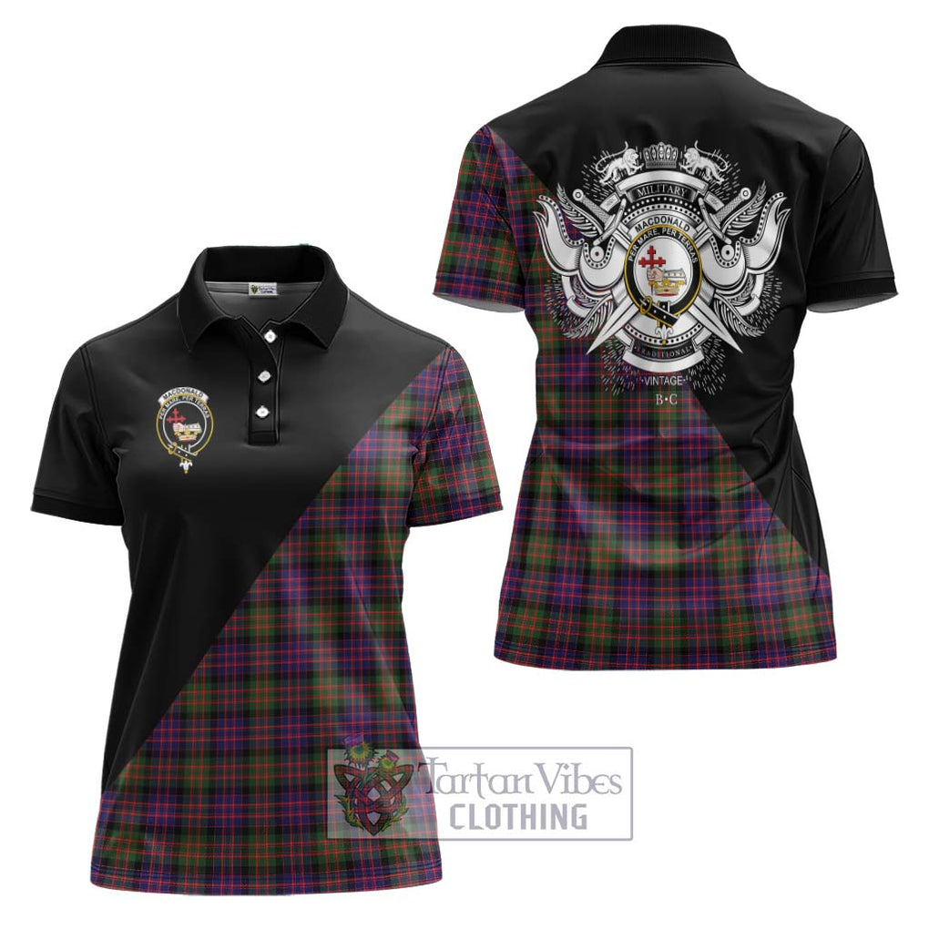 MacDonald Modern Tartan Women's Polo Shirt with Family Crest and Military Logo Style Women - Tartanvibesclothing Shop