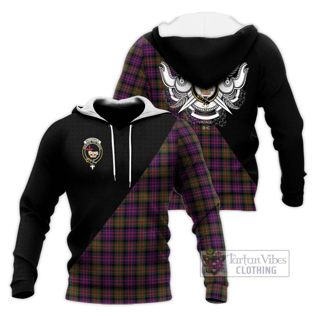 MacDonald Modern Tartan Knitted Hoodie with Family Crest and Military Logo Style Unisex Knitted Pullover Hoodie - Tartanvibesclothing Shop