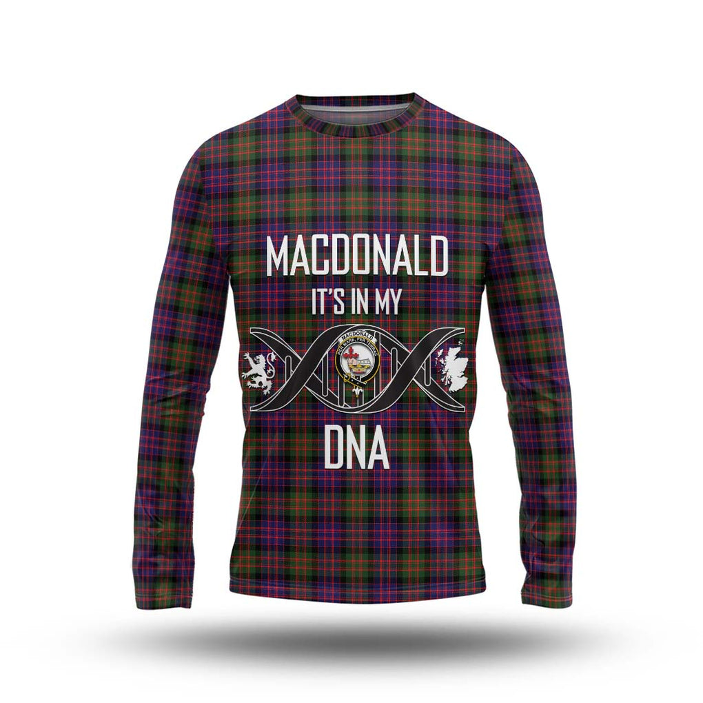 MacDonald Modern Tartan Long Sleeve T-Shirt with Family Crest DNA In Me Style Unisex - Tartanvibesclothing Shop