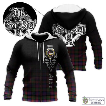 MacDonald Modern Tartan Knitted Hoodie Featuring Alba Gu Brath Family Crest Celtic Inspired