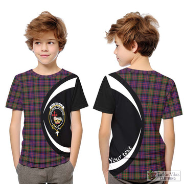 MacDonald Modern Tartan Kid T-Shirt with Family Crest Circle Style