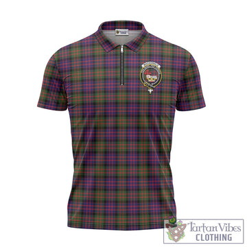 MacDonald Modern Tartan Zipper Polo Shirt with Family Crest