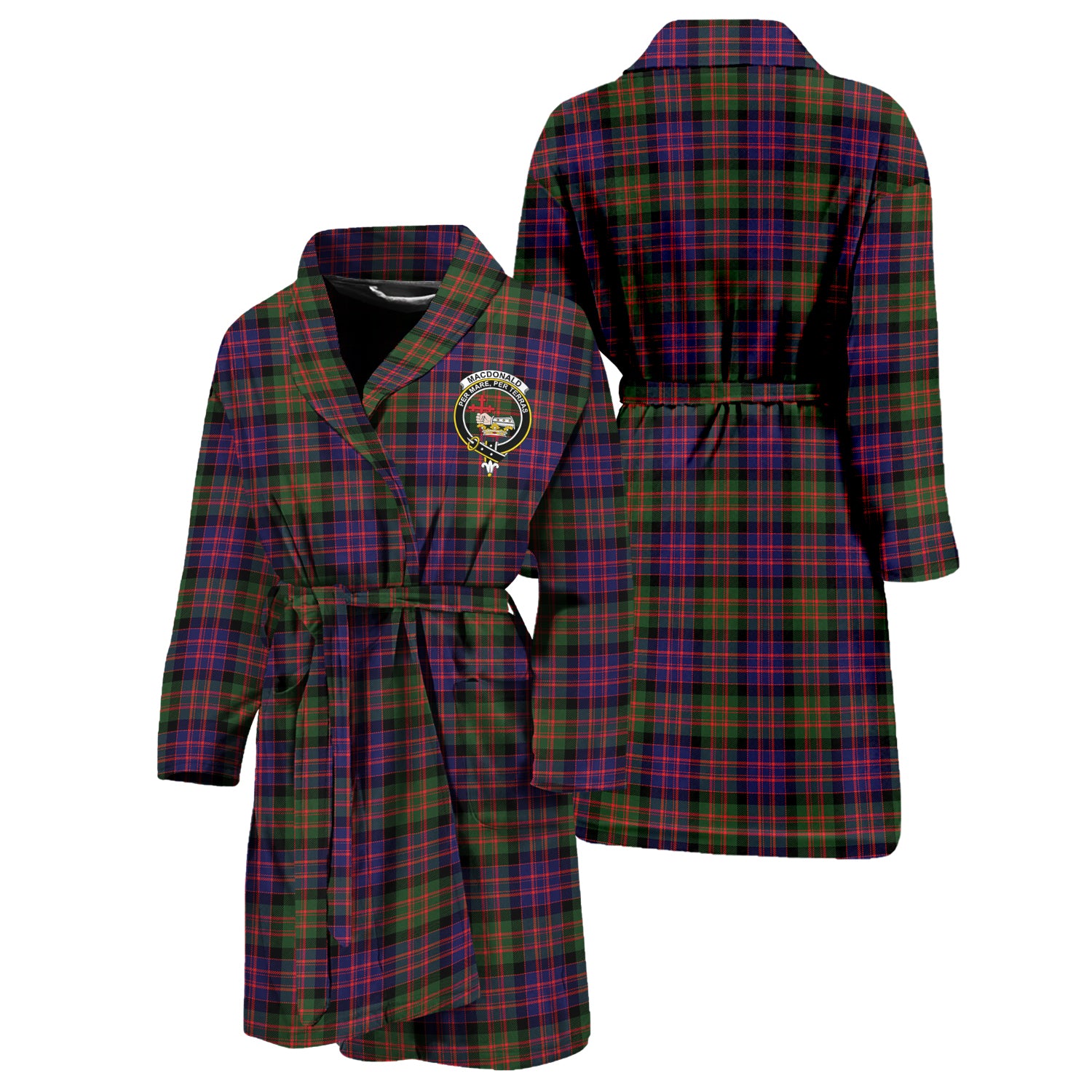 MacDonald Modern Tartan Bathrobe with Family Crest Unisex S - Tartan Vibes Clothing