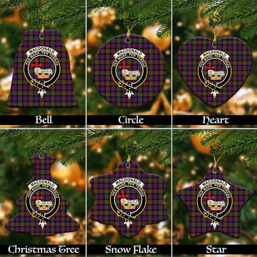 MacDonald Modern Tartan Christmas Ceramic Ornaments with Family Crest