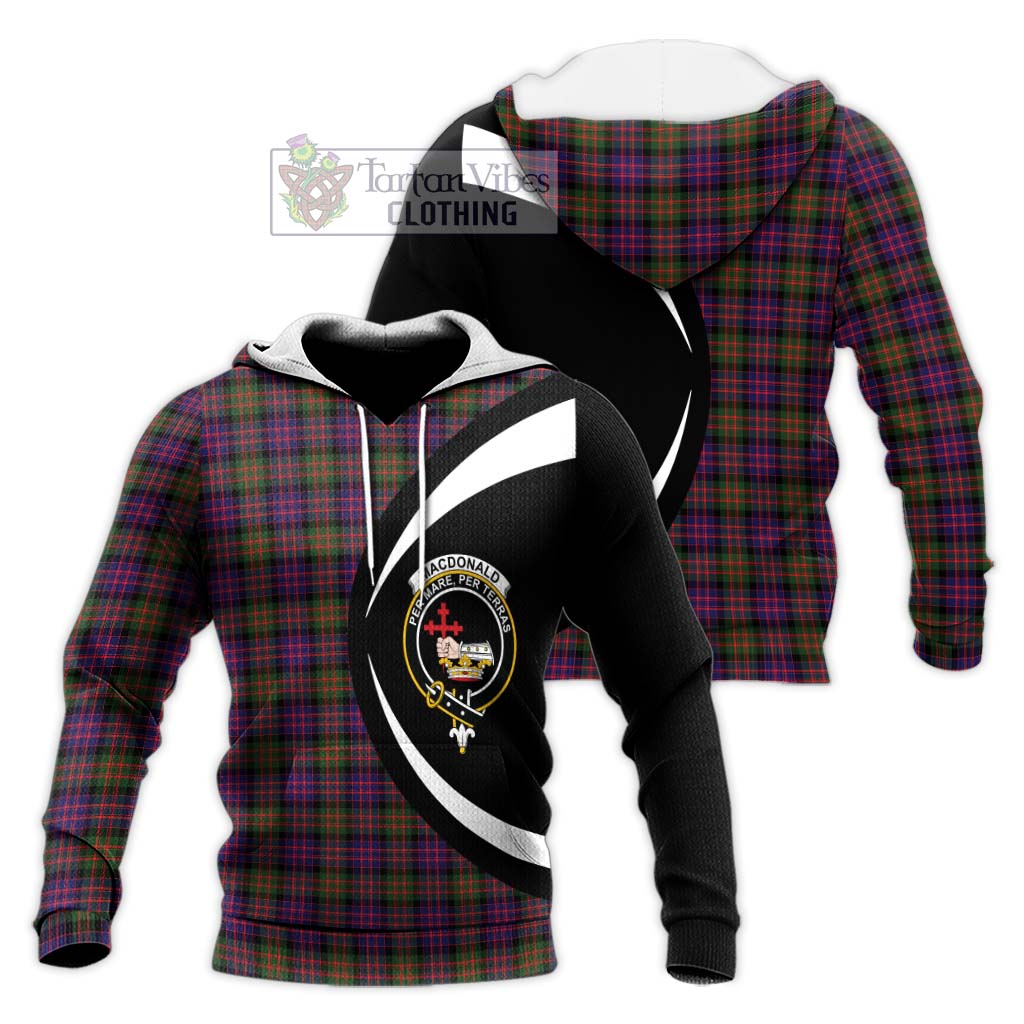 MacDonald Modern Tartan Knitted Hoodie with Family Crest Circle Style Unisex Knitted Pullover Hoodie - Tartan Vibes Clothing